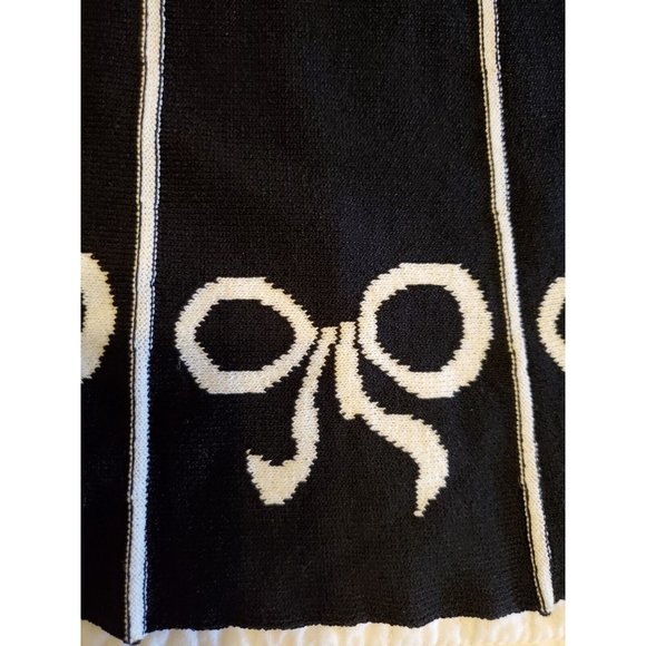 Studio G Black And White Midi A Line Skirt Bow Pattern Women’s Size S - Picture 2 of 4